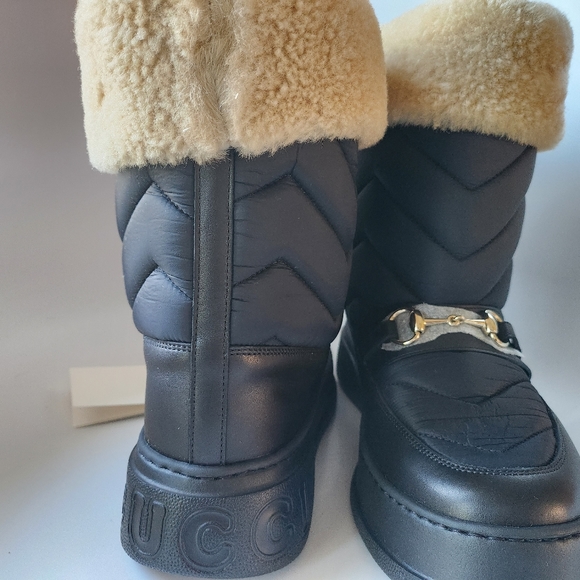 Gucci Chevron Boot With Horsebit Black Leather - Picture 2 of 7